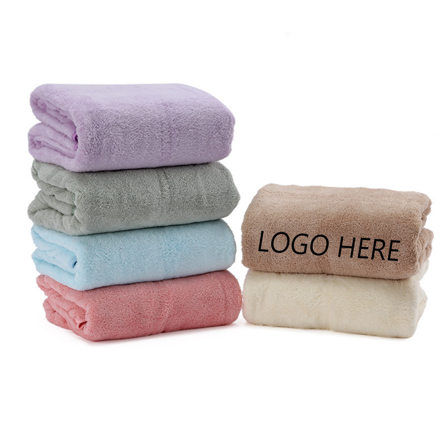2 Pcs Coral Fleece Bath Towel Set