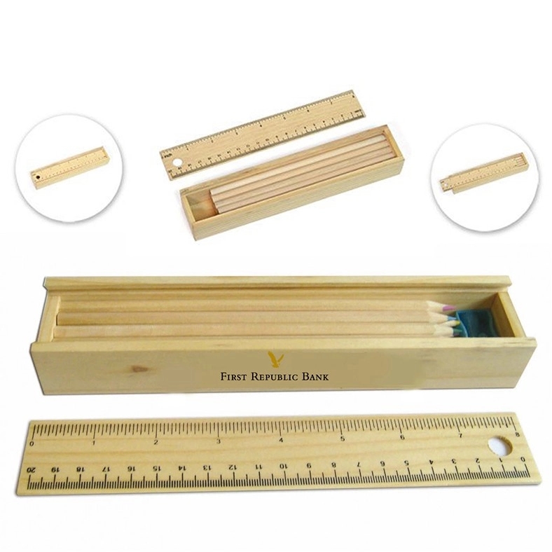 Wooden Pencil Box w/ Ruler