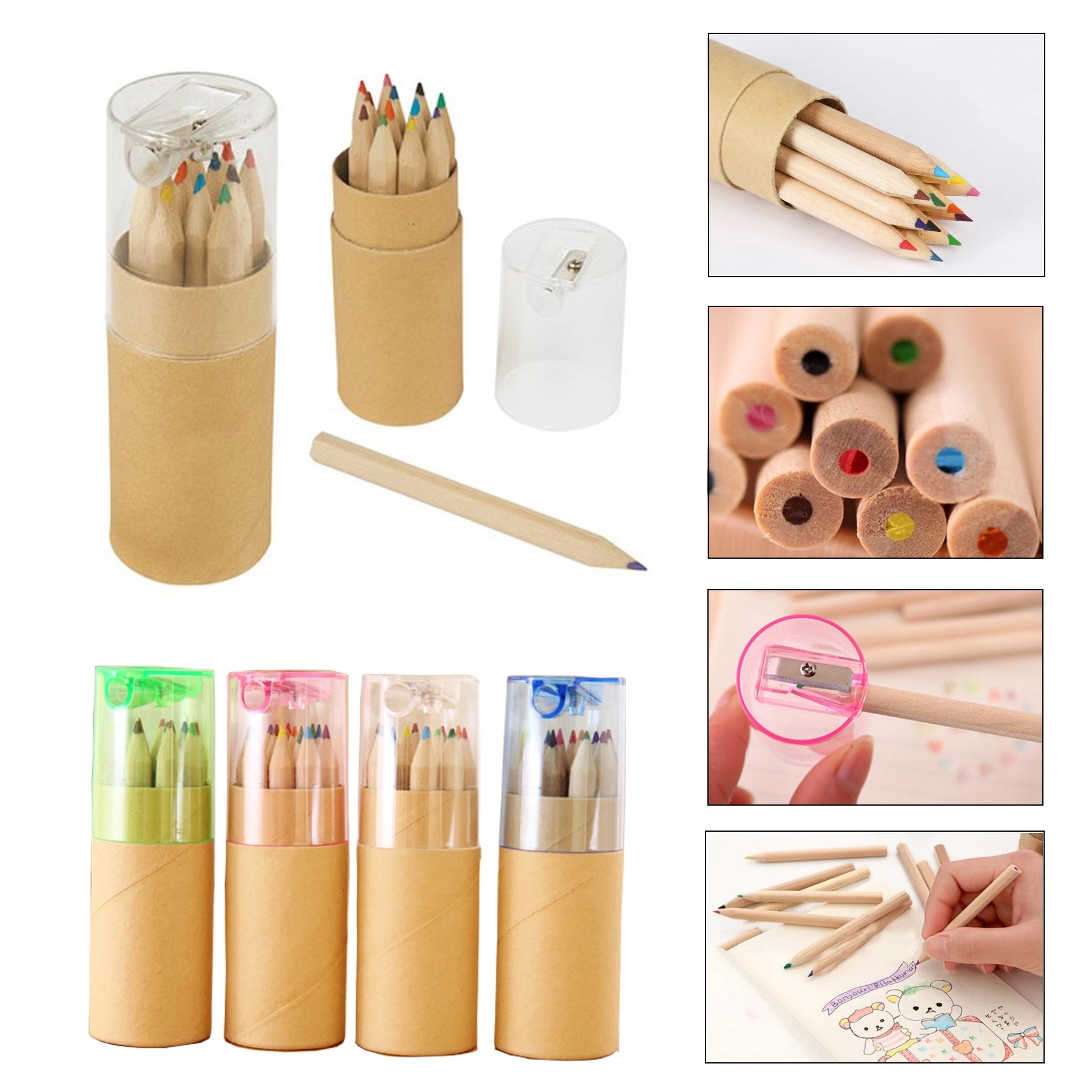 12-Piece Colored Pencils Tube With Sharpener