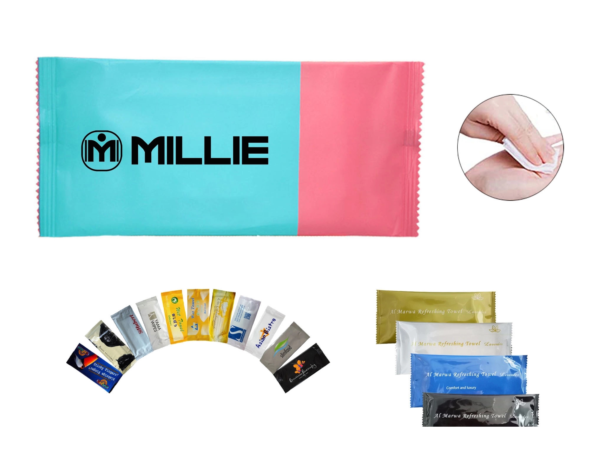 Indivdually Wrapped Disposable Refreshing Soft Wet Wipes