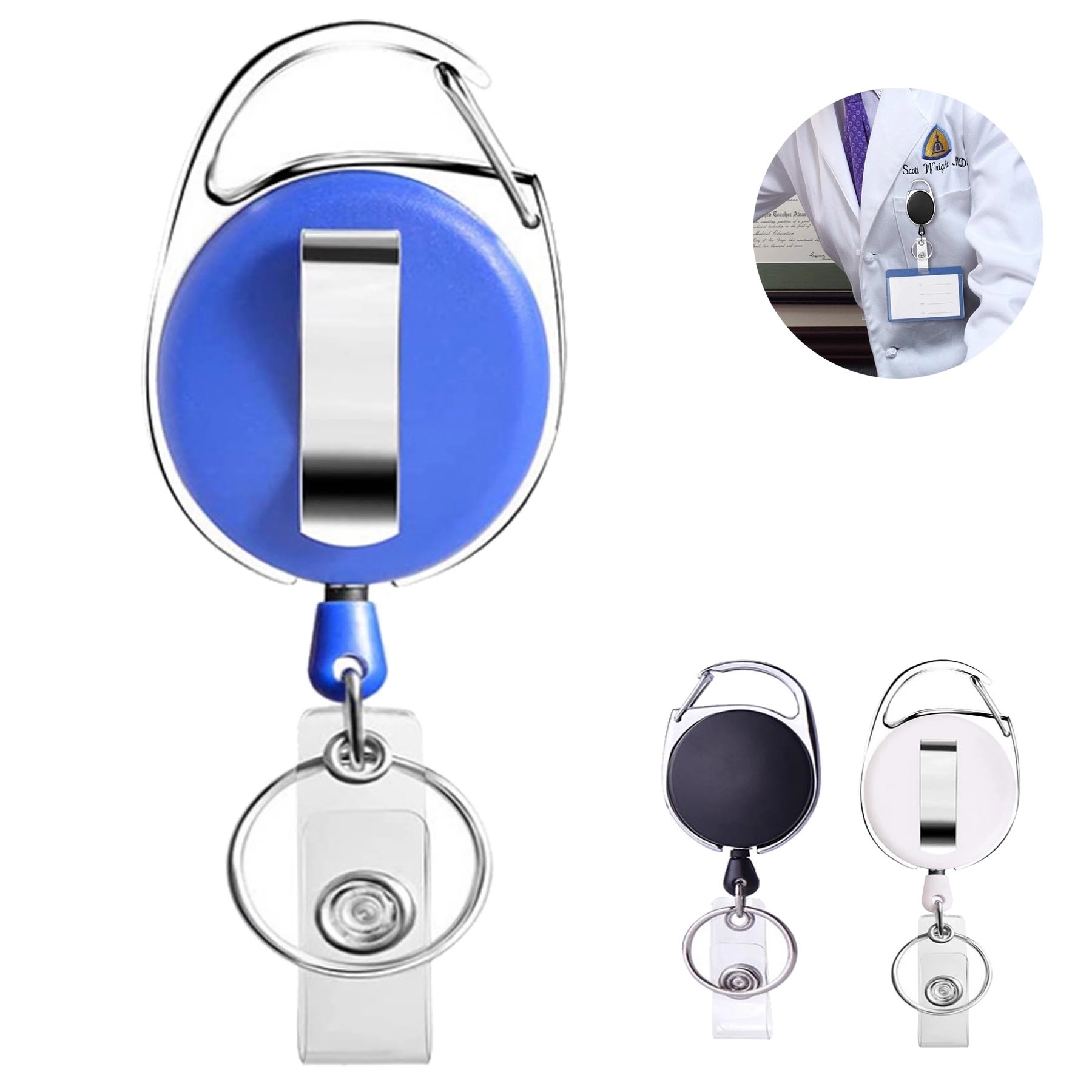 Transparent Retractable Round Badge Holder