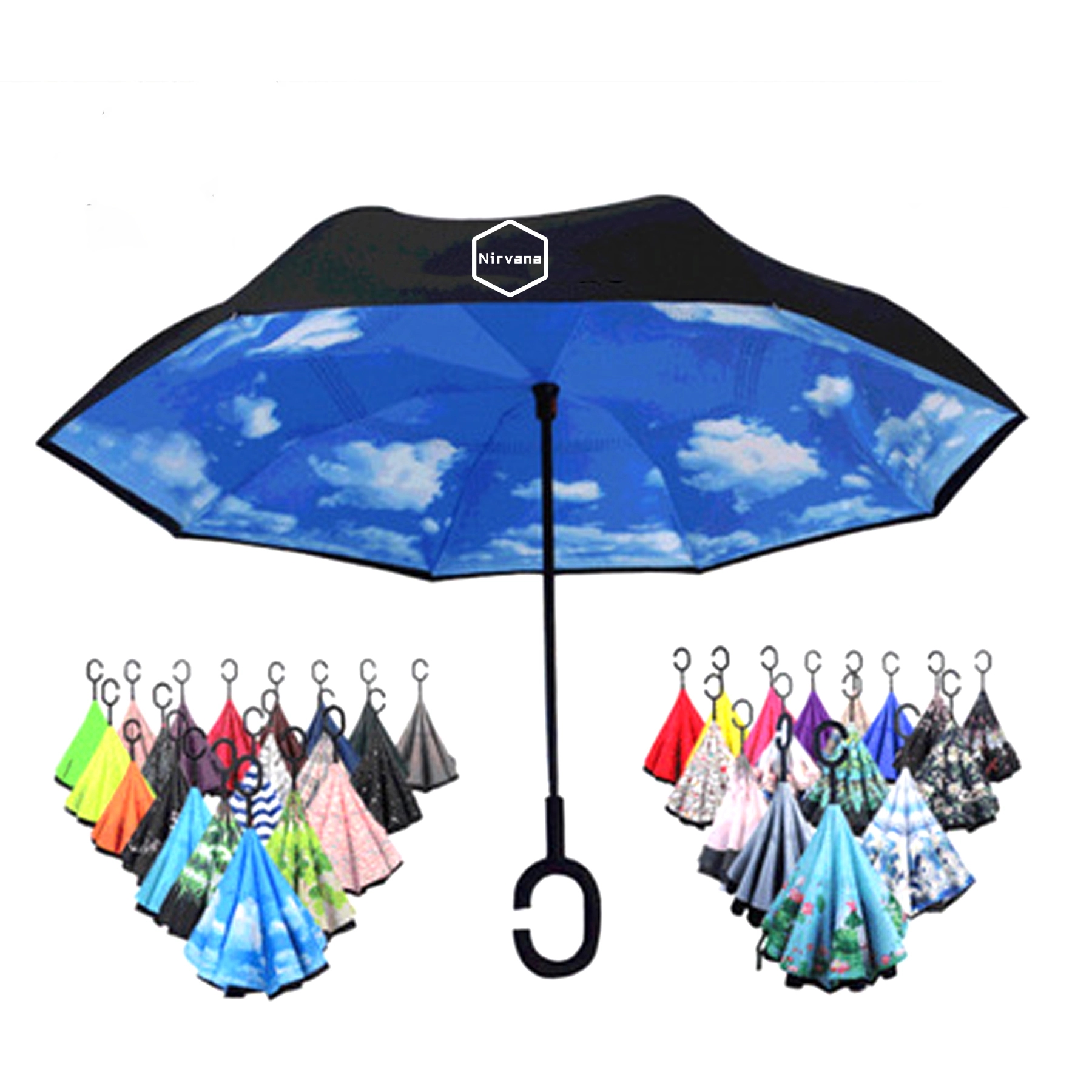 Reverse inverted umbrella