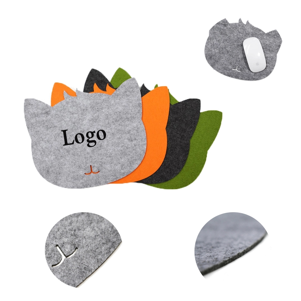 Anti-Slip Backside Office Felt Cat Shape Mouse Pad