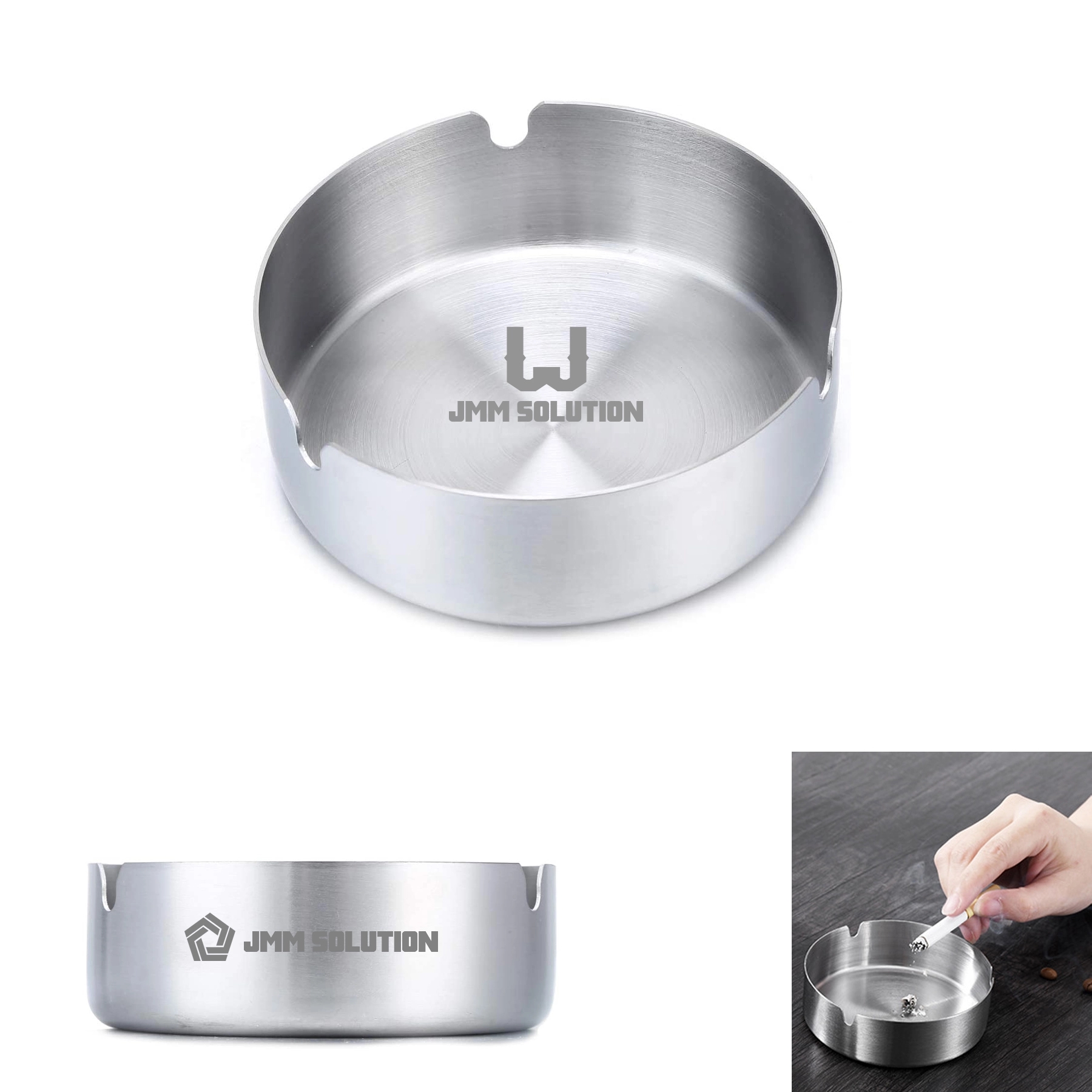Round Stainless Steel Cigarette Cigar Ashtray