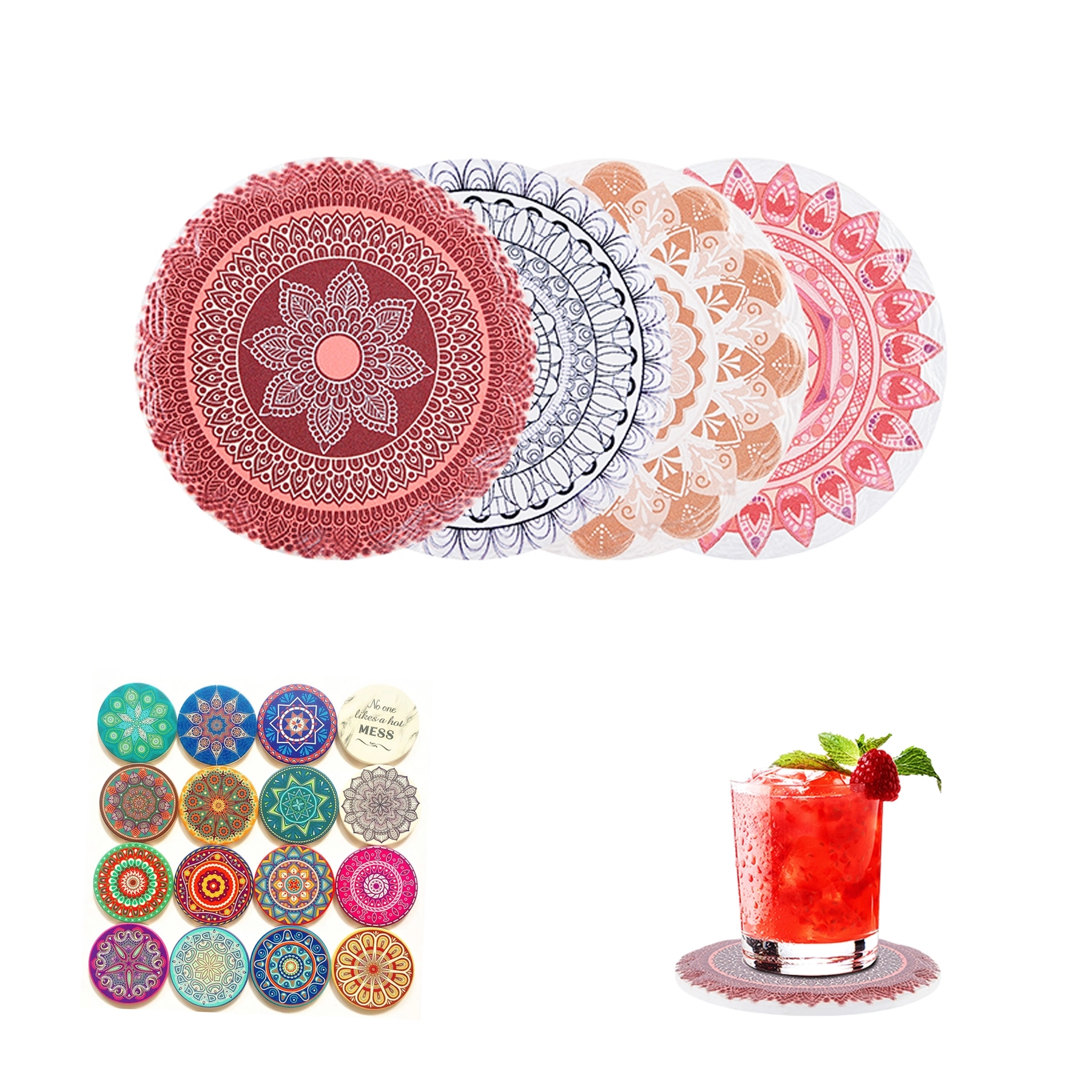 Round Absorbent Coasters for Drinks