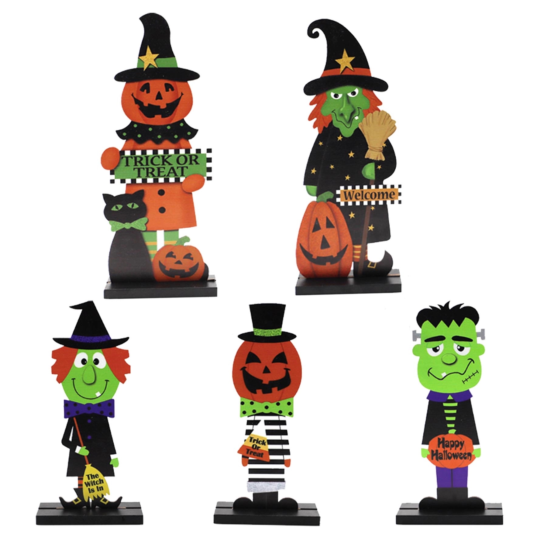 Halloween Wooden Pumpkin Man Witch Decoration