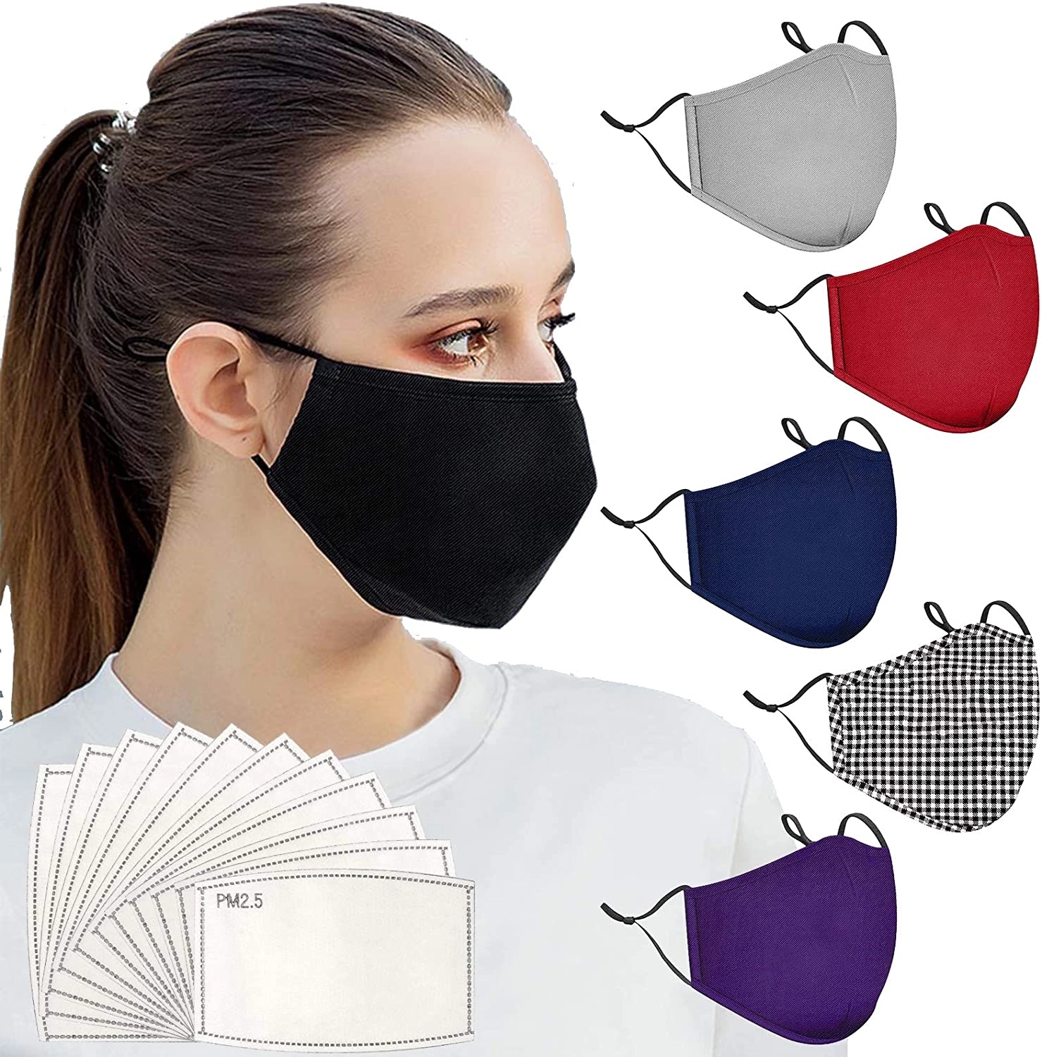 Multi-use cotton 3-lay mask with filer
