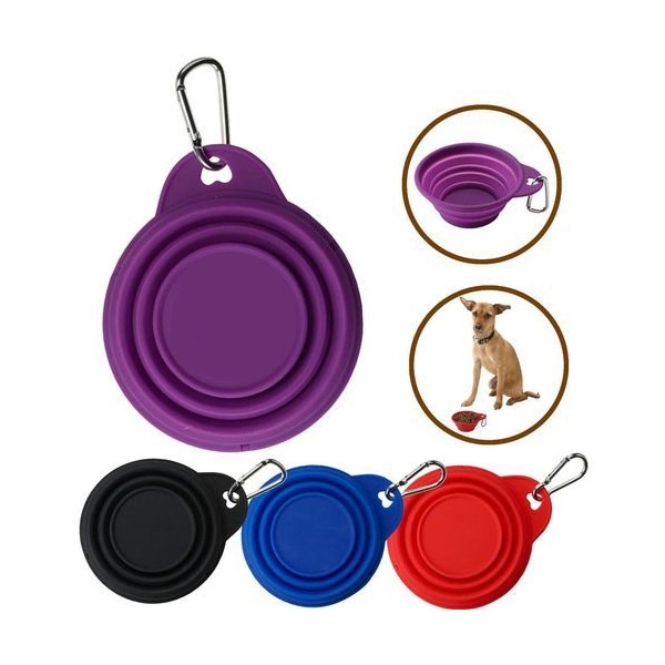 Silicone Pet Bowl With  Carabiner Hook