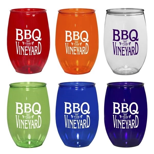 10 oz. Stemless Plastic Wine Glasses
