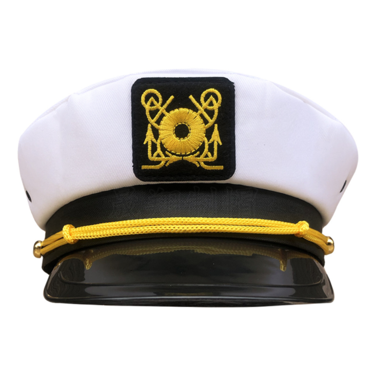 White Adjustable Embroidered Navy Hat