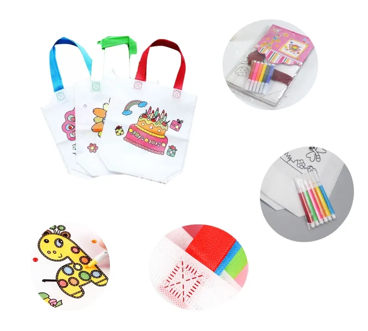 DIY Reusable Canvas color Doodle Bag for Kids