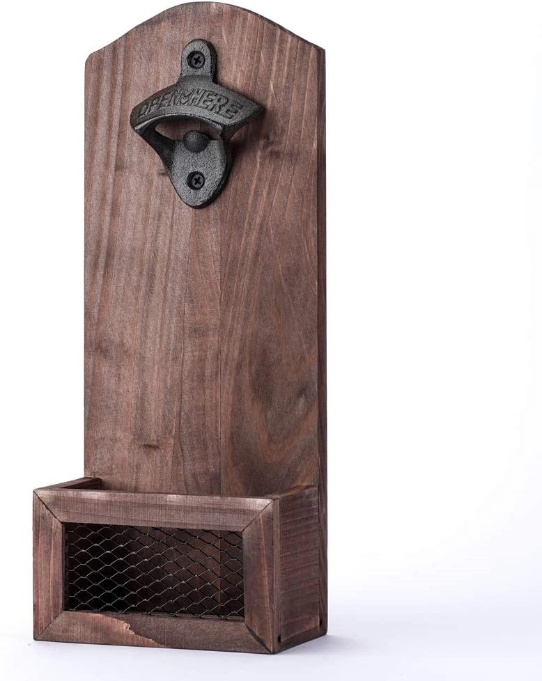 Wooden wall-mounted bottle opener (collector with lid)