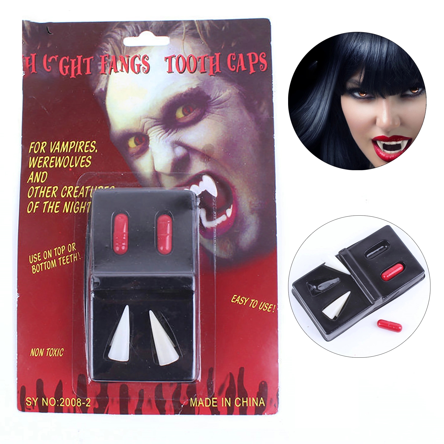 Vampire Fangs Teeth Realistic Halloween Reusable Cosplay
