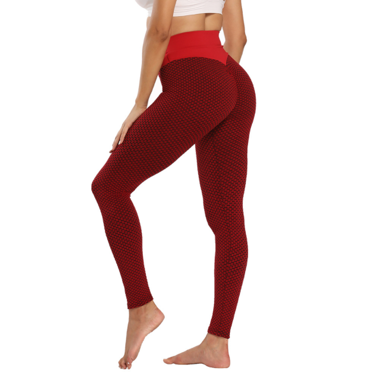 High Waist Honeycomb jacquard yoga pants - Image 3