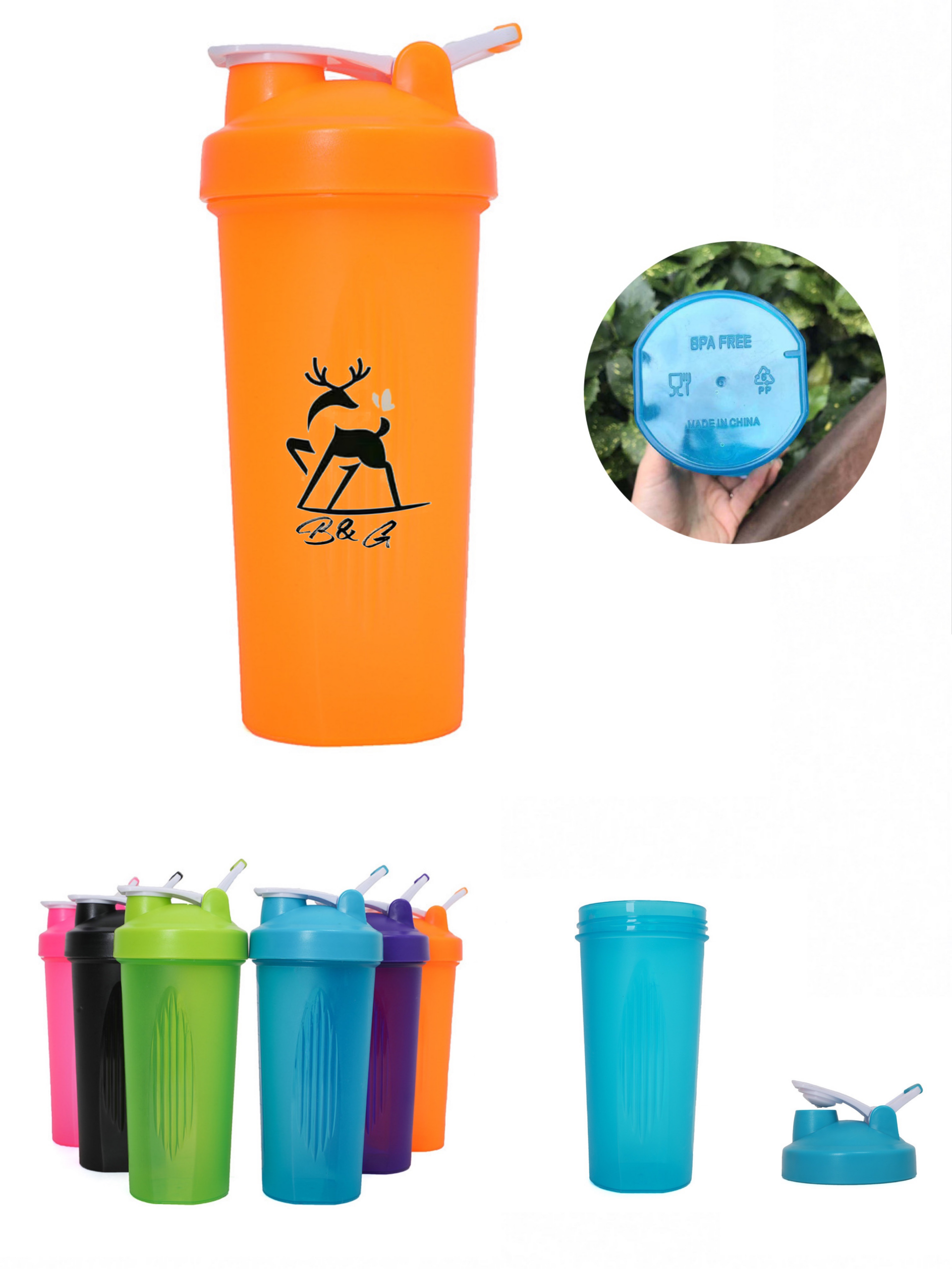 20oz Shaker Cups for Protein Shakes with Blending Ball