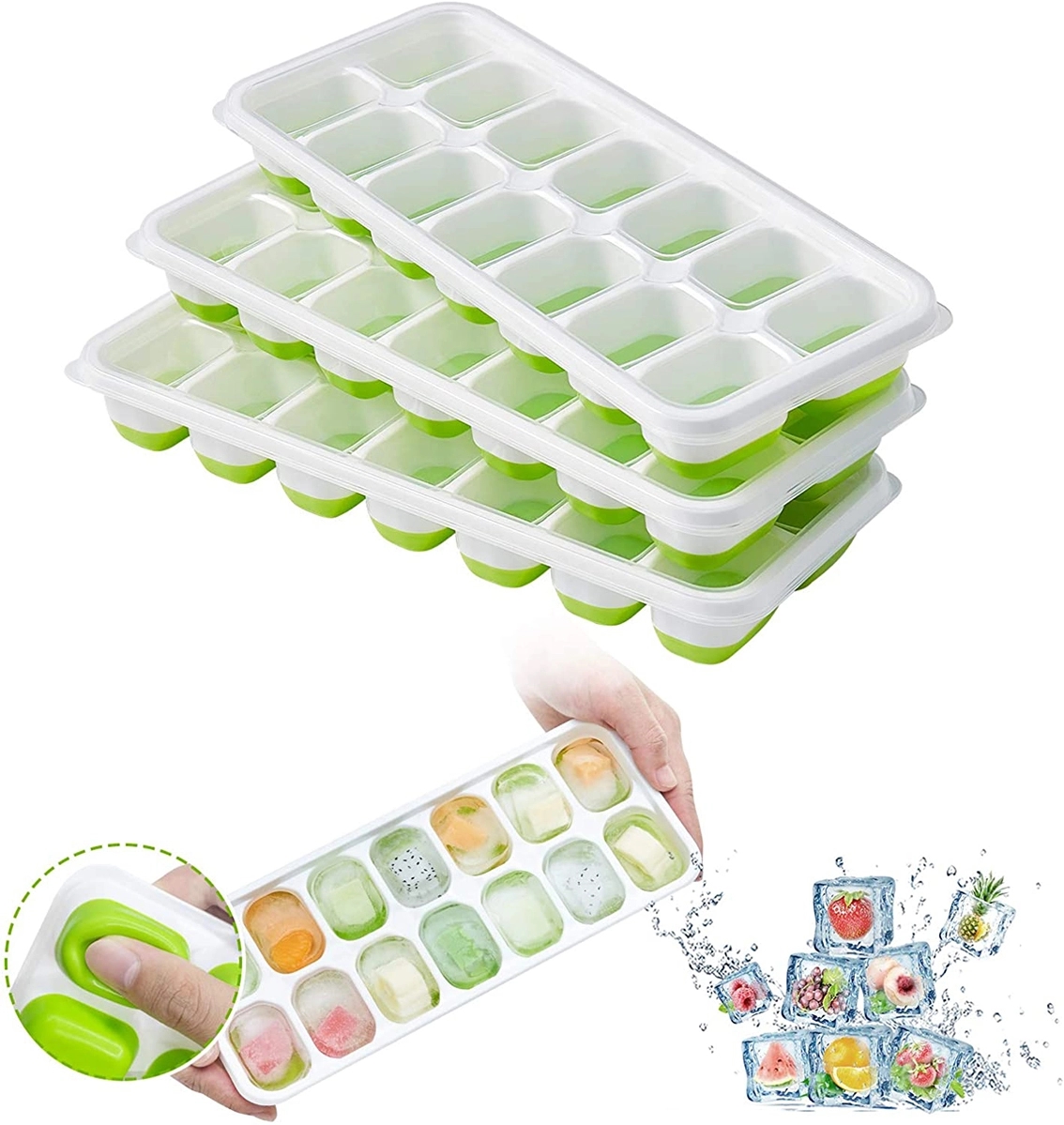 Silicone Ice Cube Trays with Lid