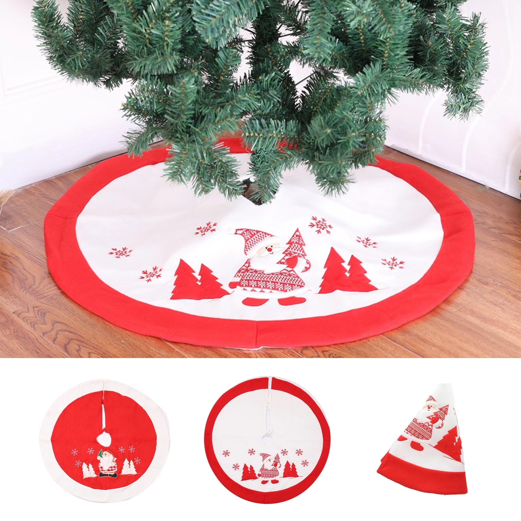 Red And White Xmas Christmas Tree Skirt Decorations