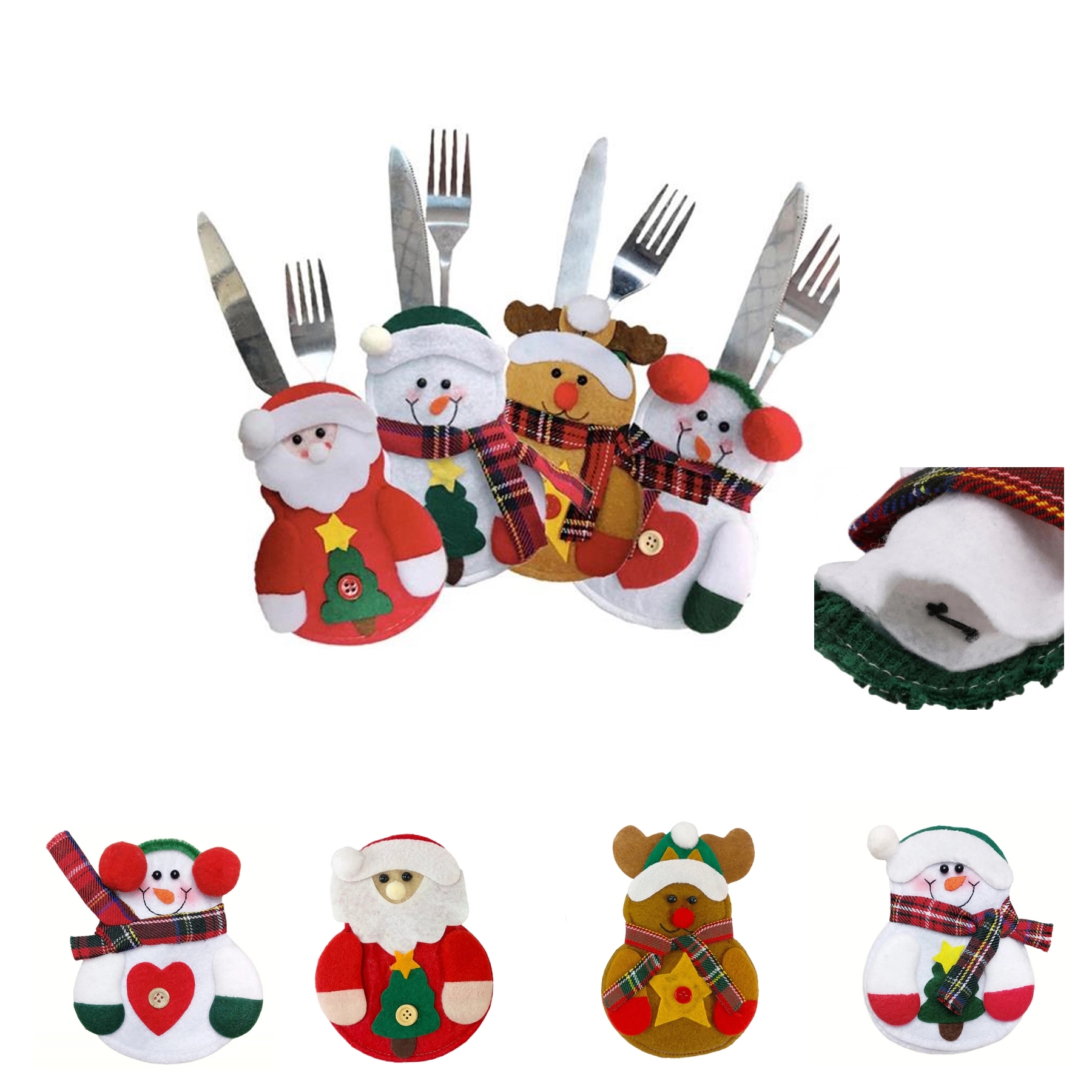 Xmas Christmas Cutlery Bag Silverware Tableware Holder