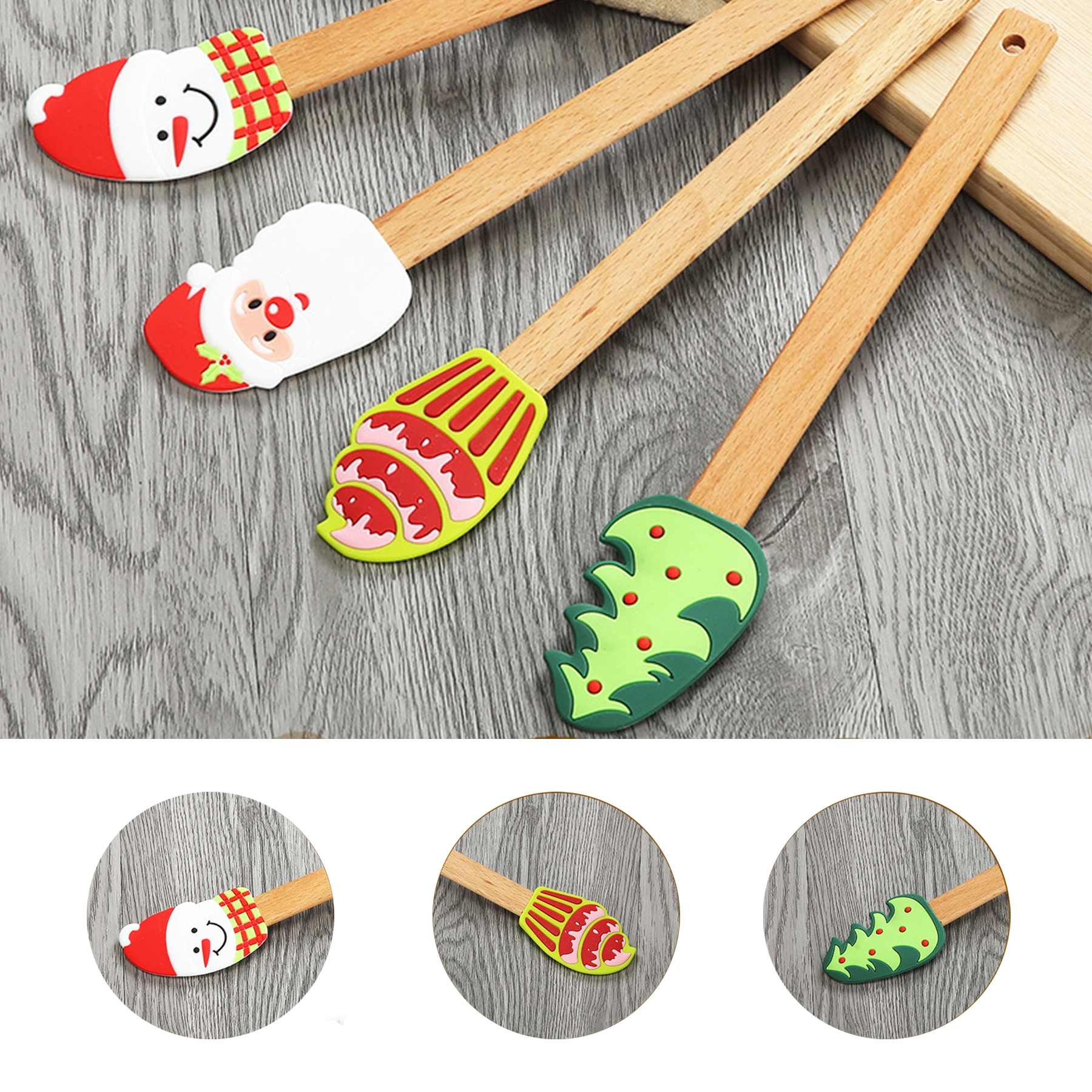 Xmas Christmas Silicone Rubber Spatula Set