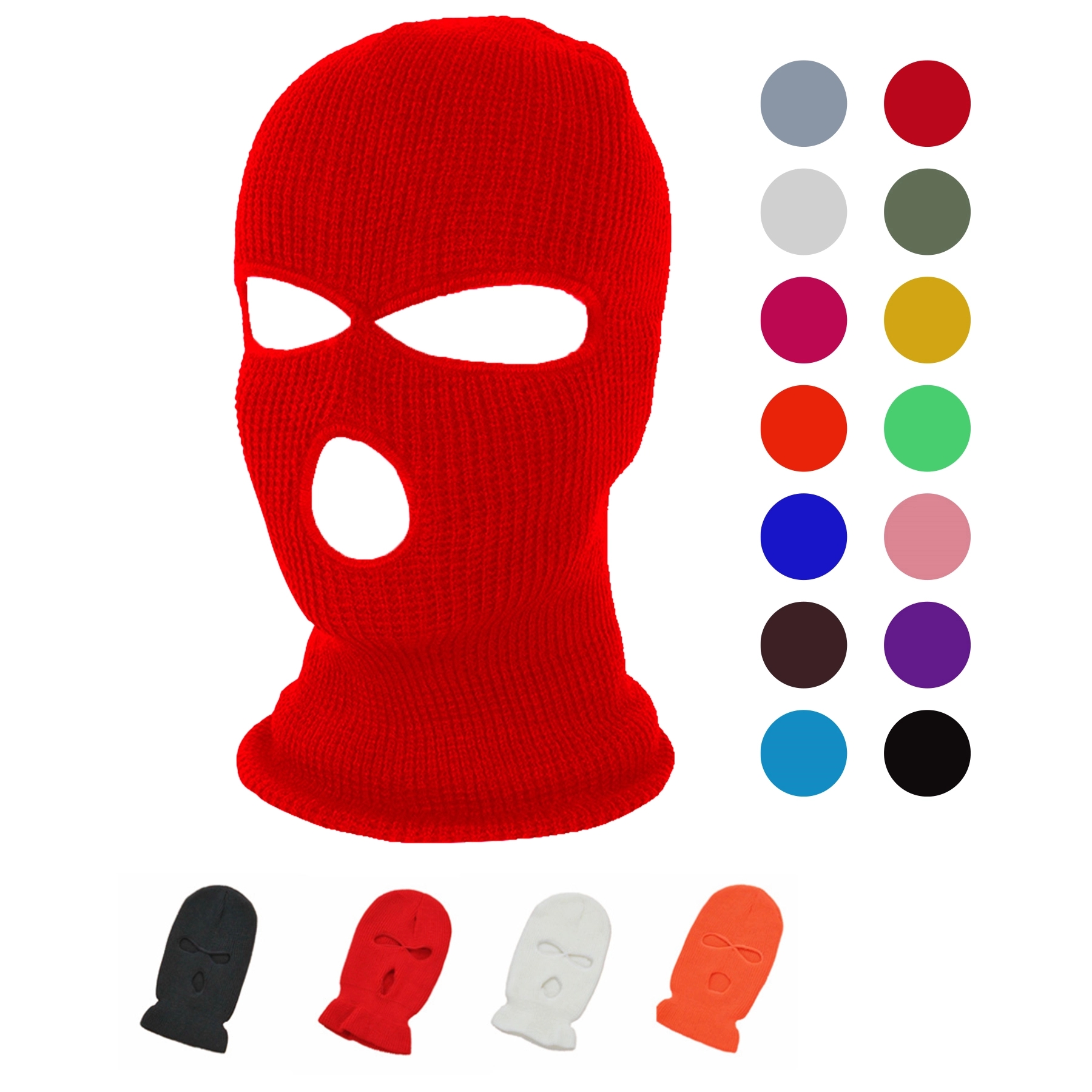 3-Hole Knitted Full Face Cover Ski Neck Gaiter