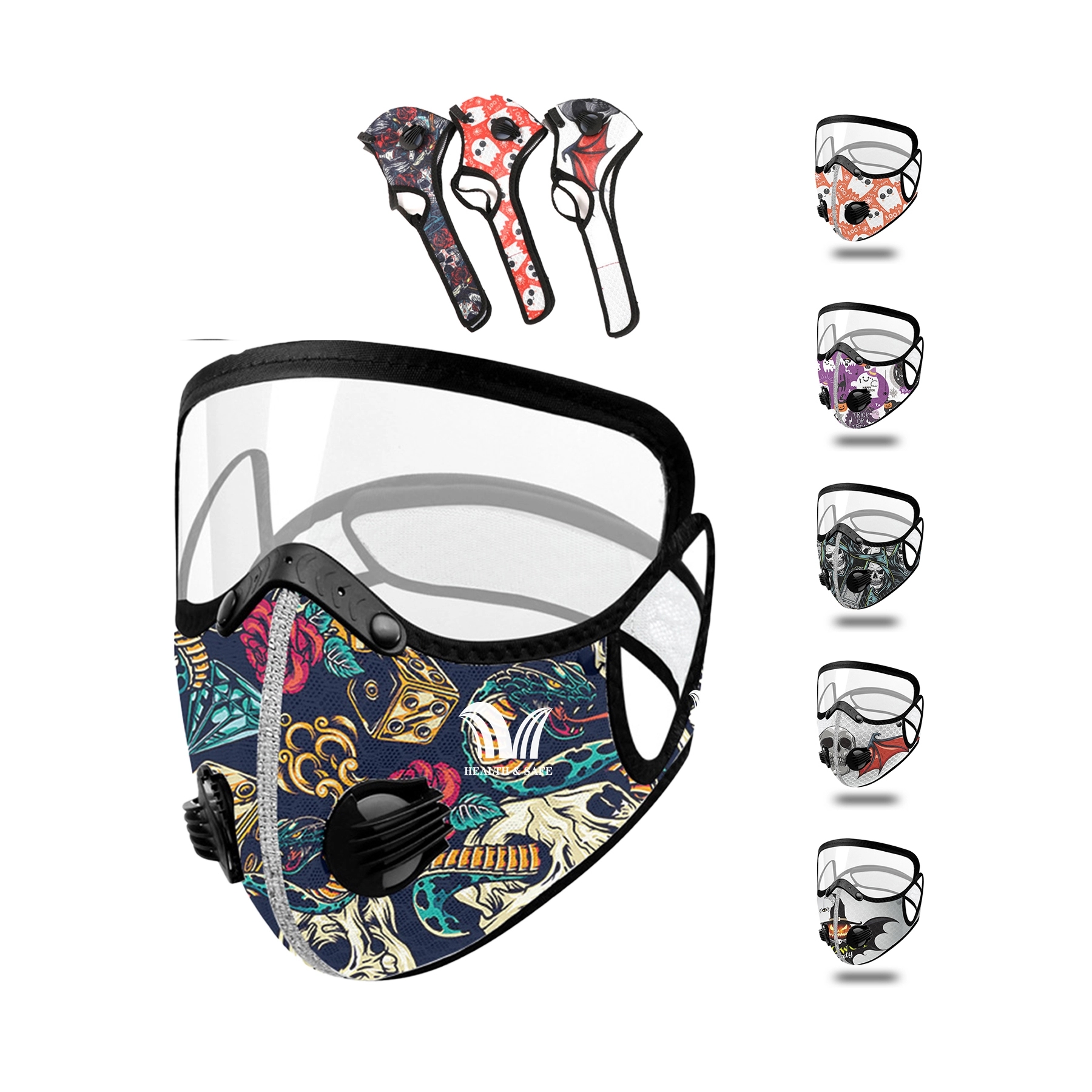 Halloween KN95 Face Mask Reusable  with Safety Glasses