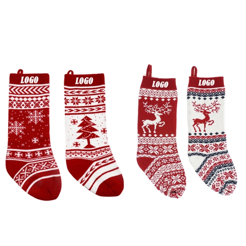 Christmas socks decorated with knitted pendants
