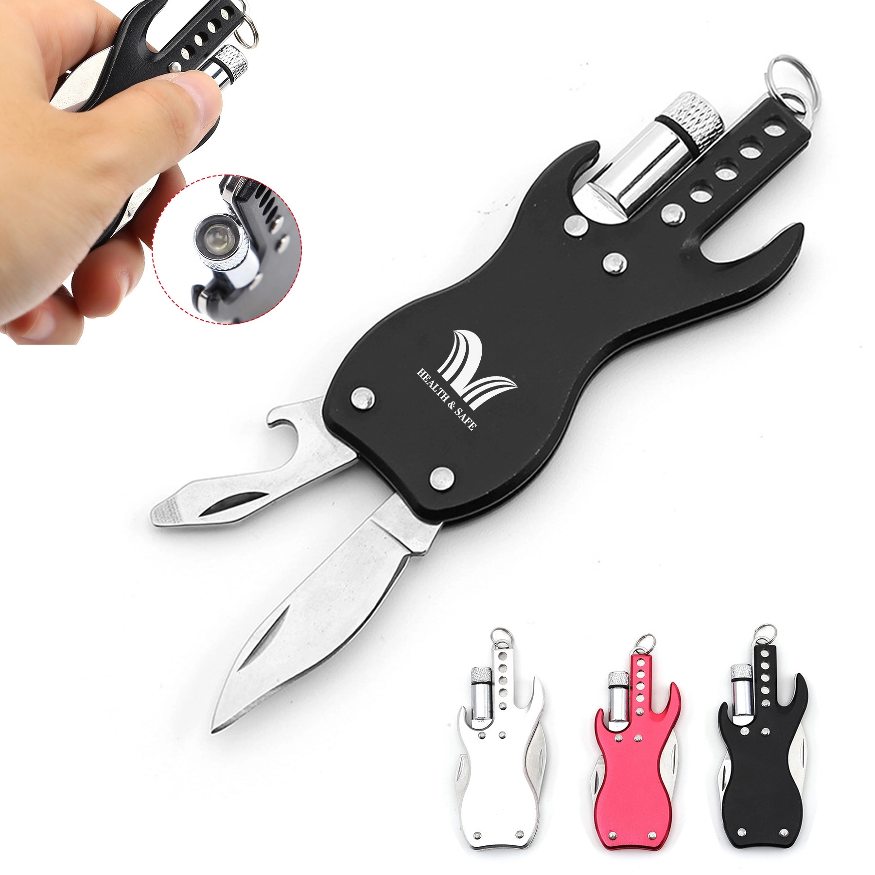 Mini combination pliers folding knife with LED lights Bottle