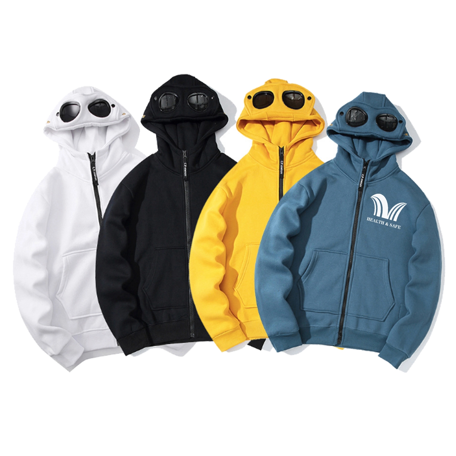 Zip Hooded Sweatshirt with Round Lens