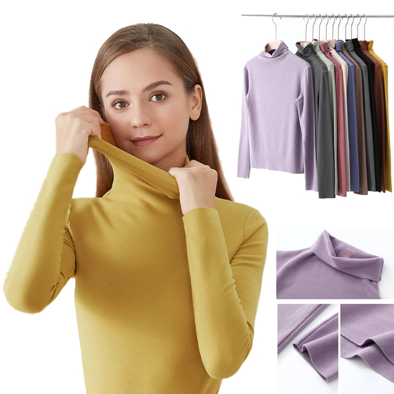Women's Long Sleeve Turtleneck Pullover Slim Shirt Top