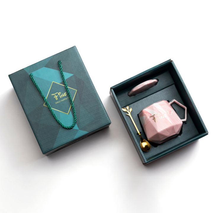 Engagement Wedding Valentine's Day Marble Coffee Mug Set