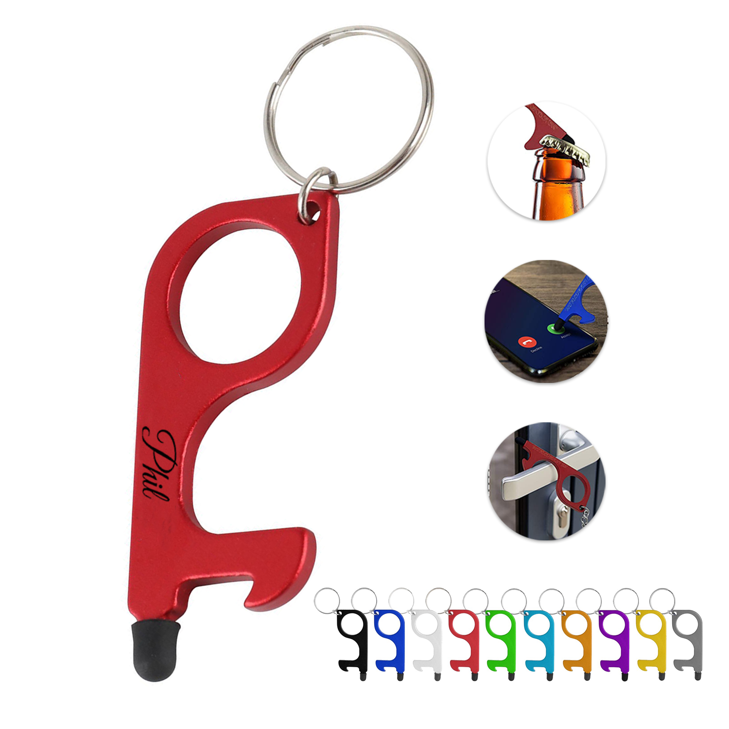 Touchless Door Opener Keychain With Stylus Tip