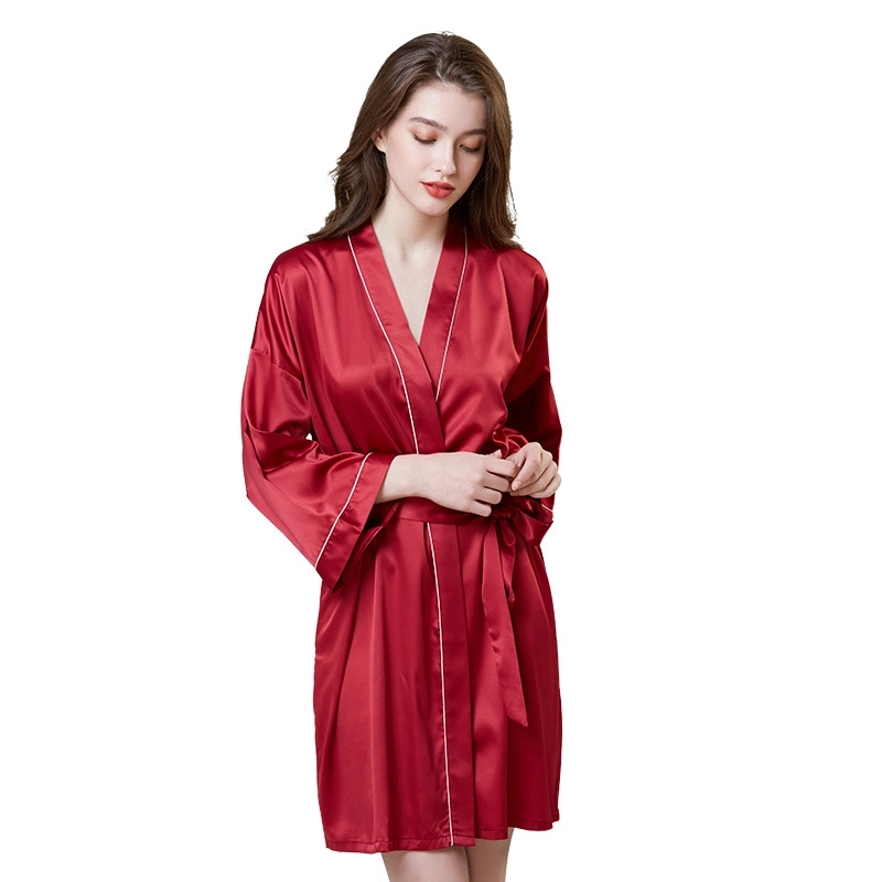 Women's Satin Robe,Silky Kimono Bathrobe - Image 5