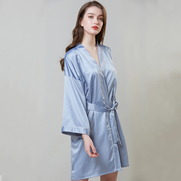 Women's Satin Robe,Silky Kimono Bathrobe - Image 14