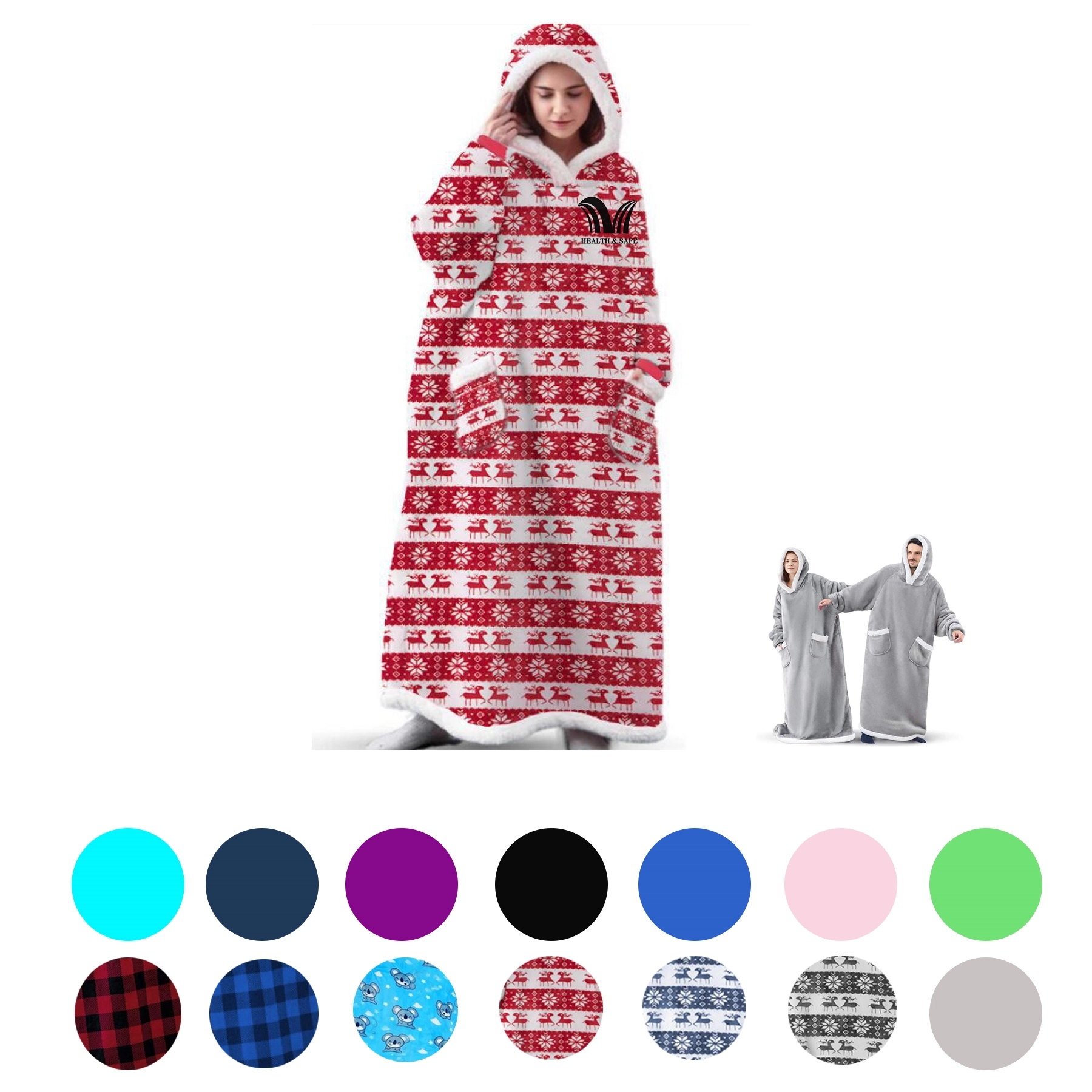 Oversized Microfiber & Sherpa Wearable Blanket