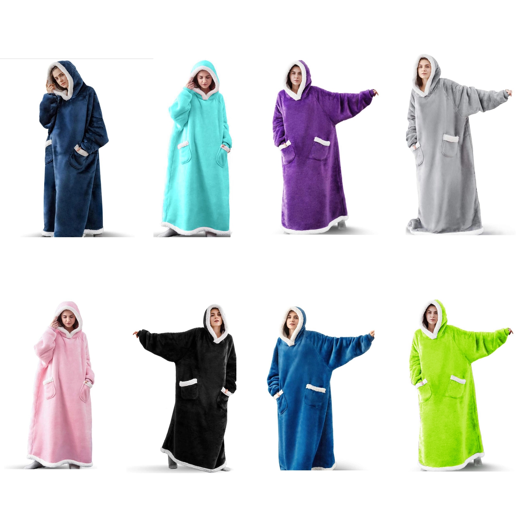 Oversized Microfiber & Sherpa Wearable Blanket - Image 3