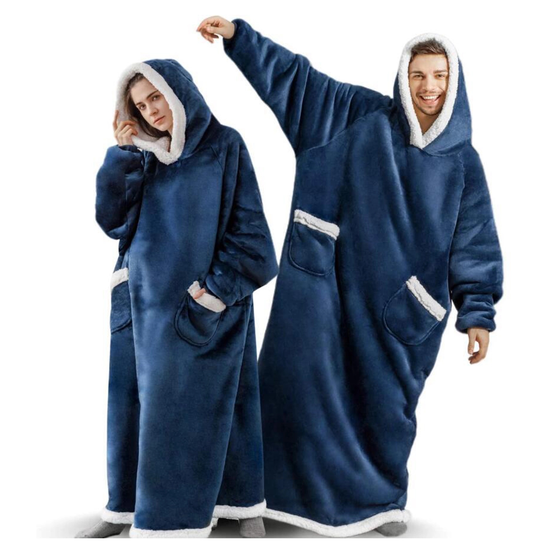 Oversized Microfiber & Sherpa Wearable Blanket - Image 5