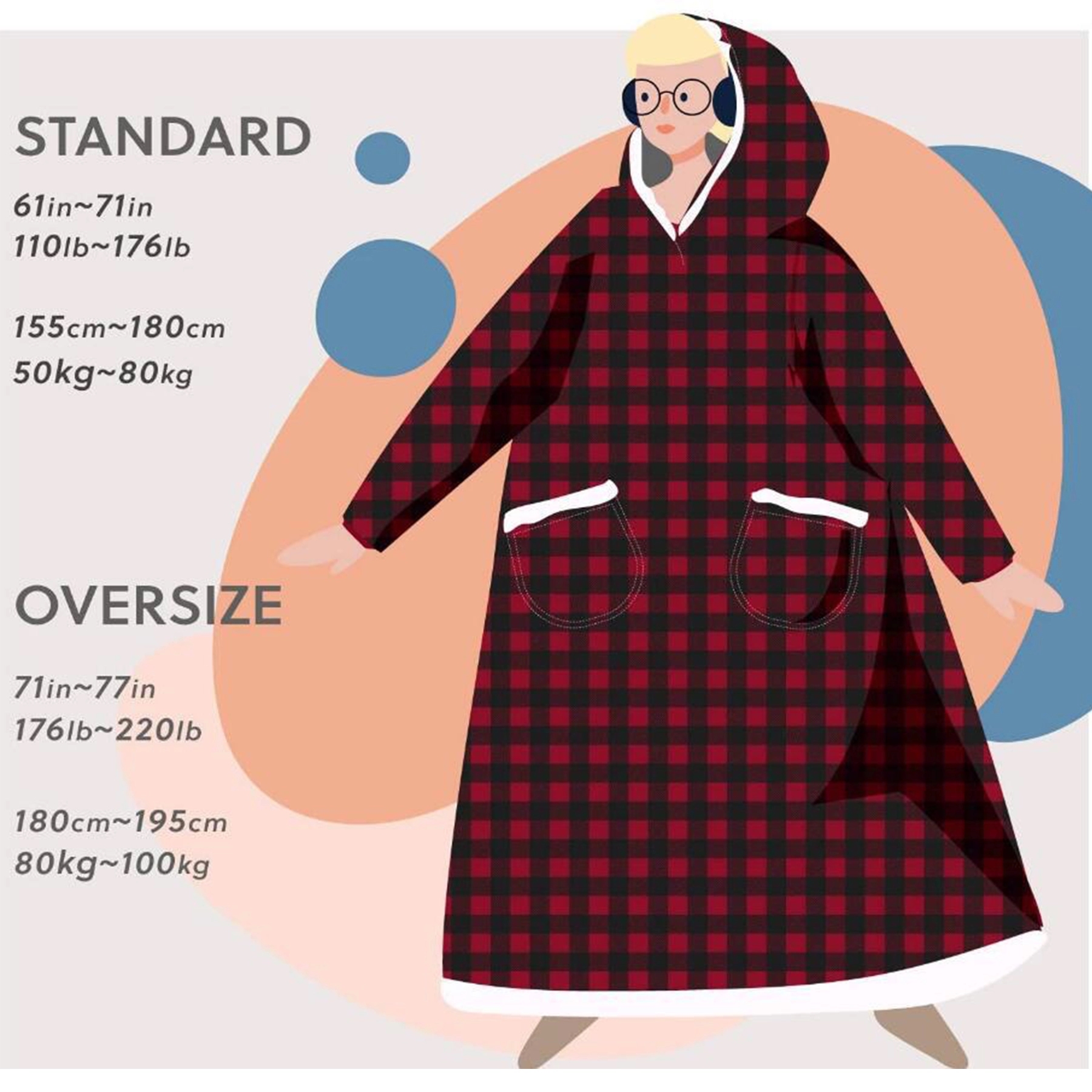 Oversized Microfiber & Sherpa Wearable Blanket - Image 6