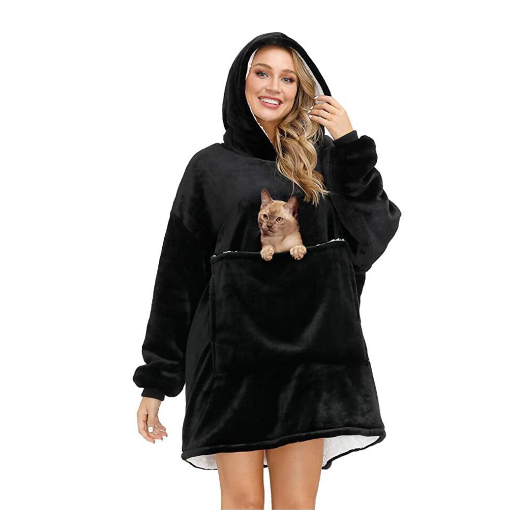 Oversized Microfiber & Sherpa Wearable Blanket - Image 3
