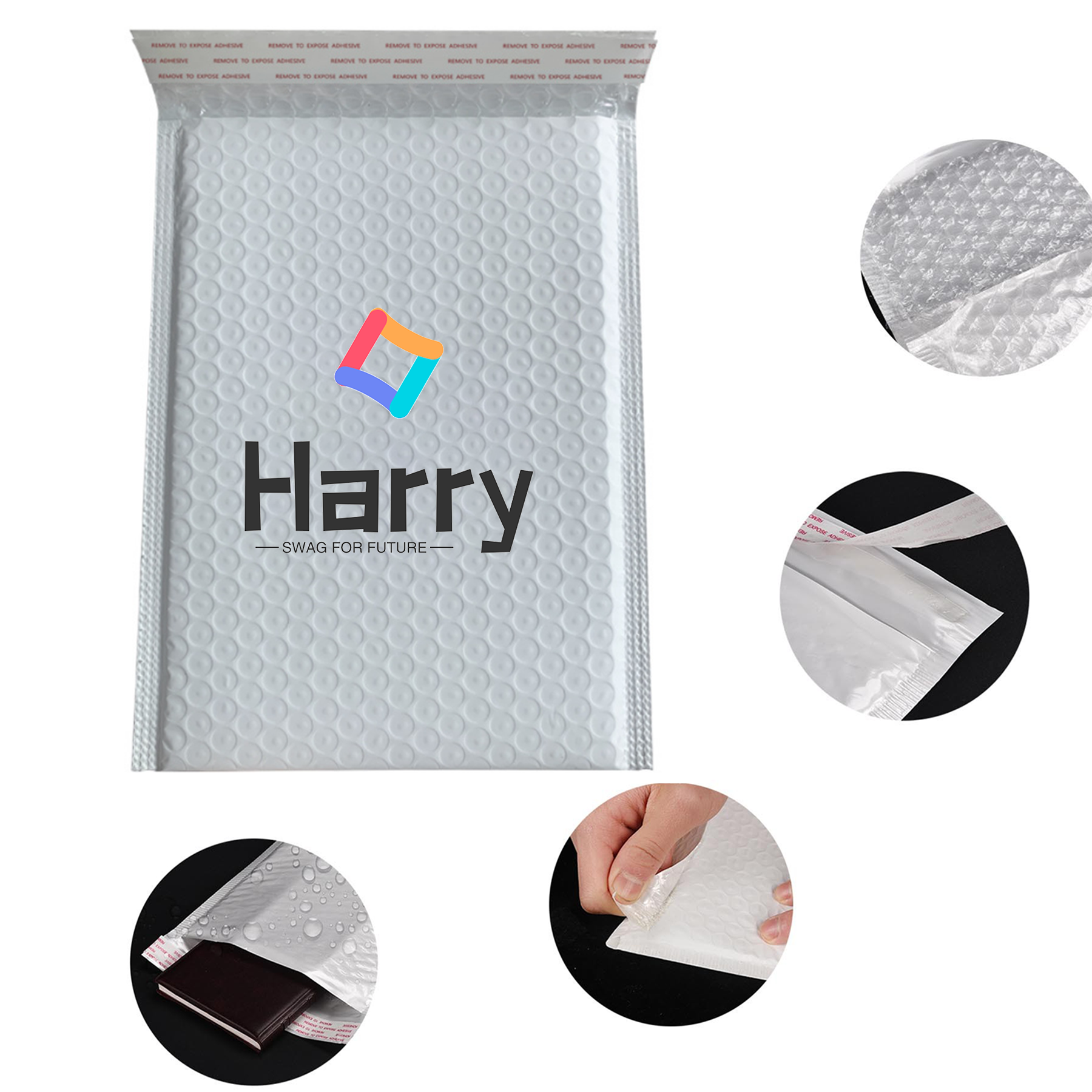 Customized White Poly Bubble Mailer
