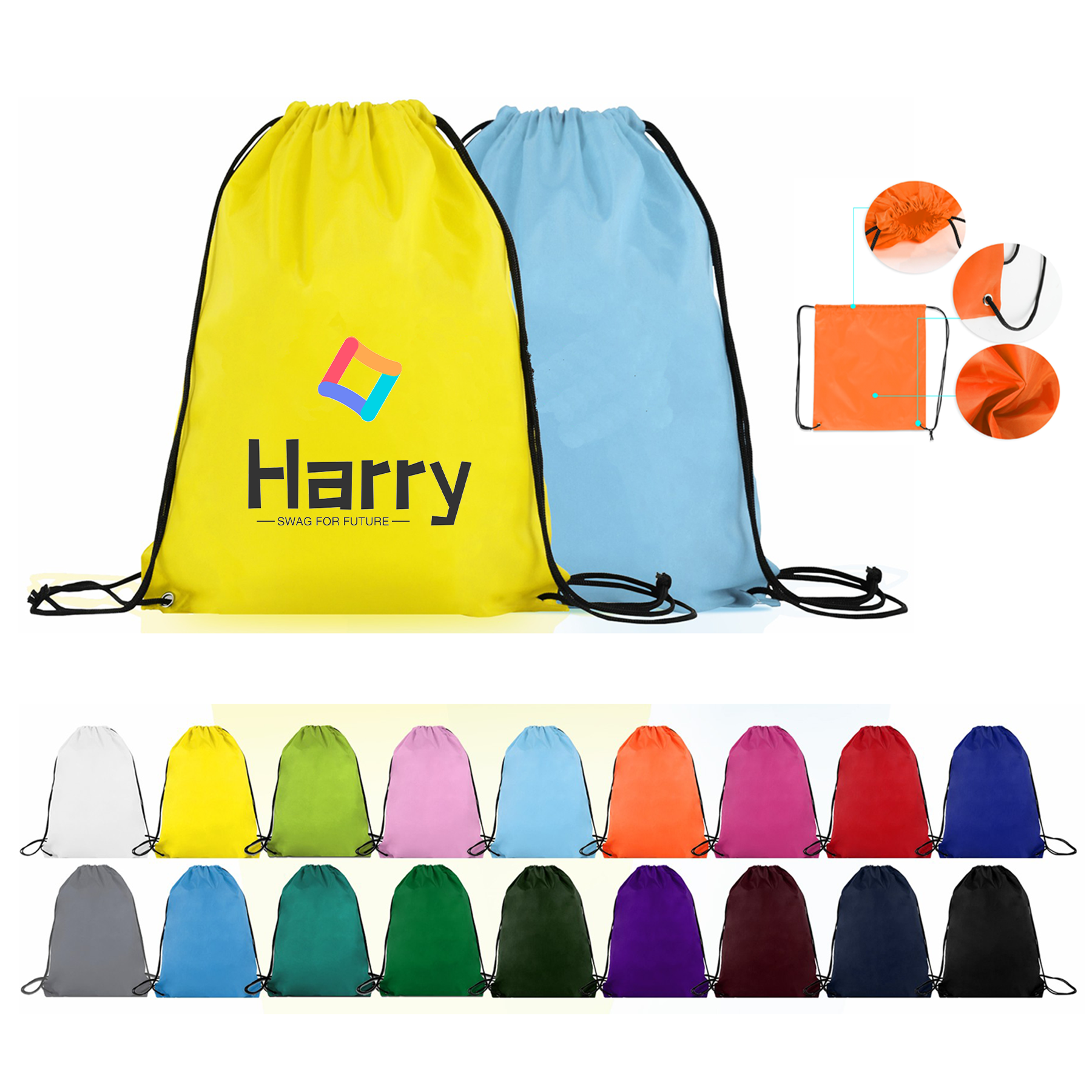 Multi-color Budget Drawstring Backpack