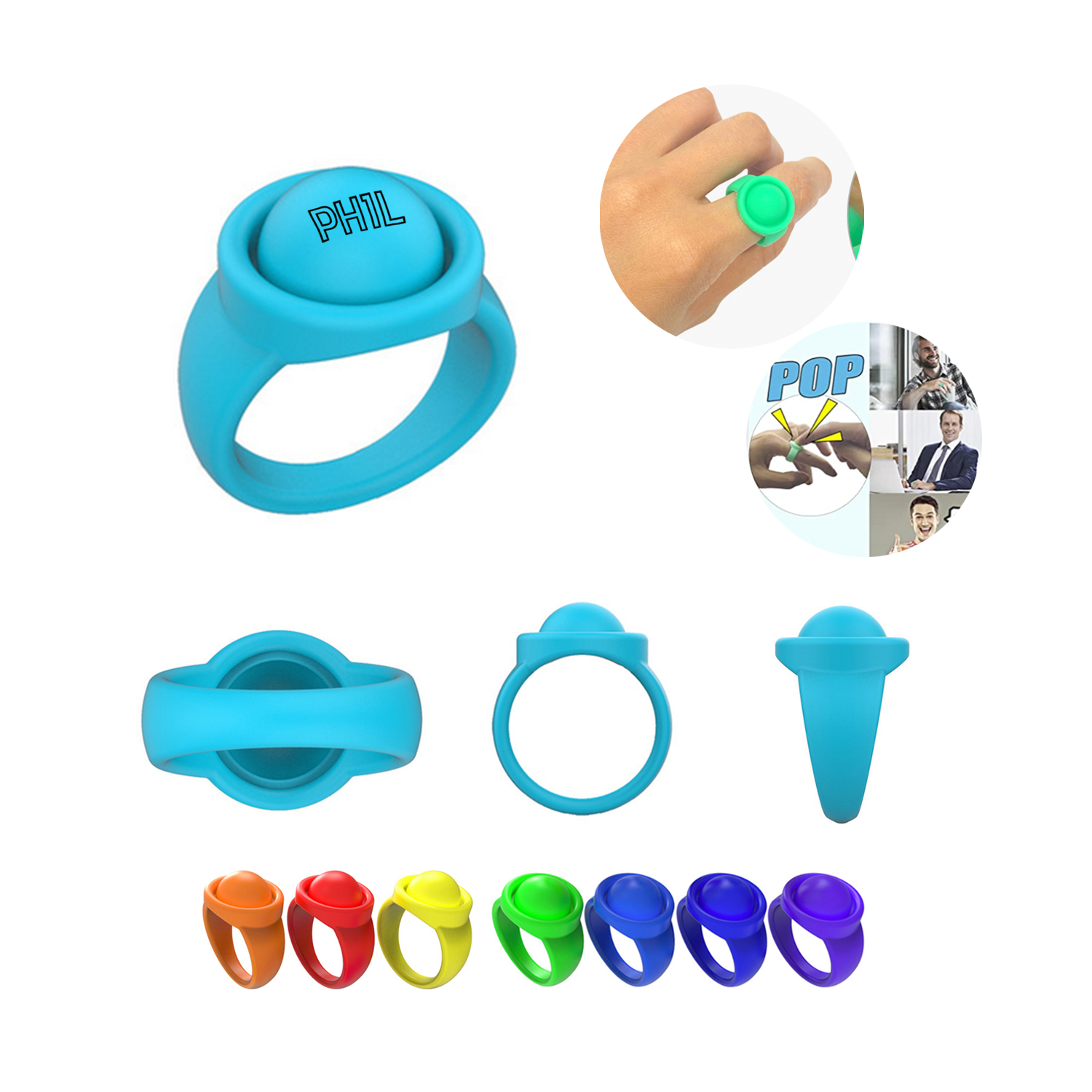 Silicone Pop Fidget Stress Relief Ring Toy