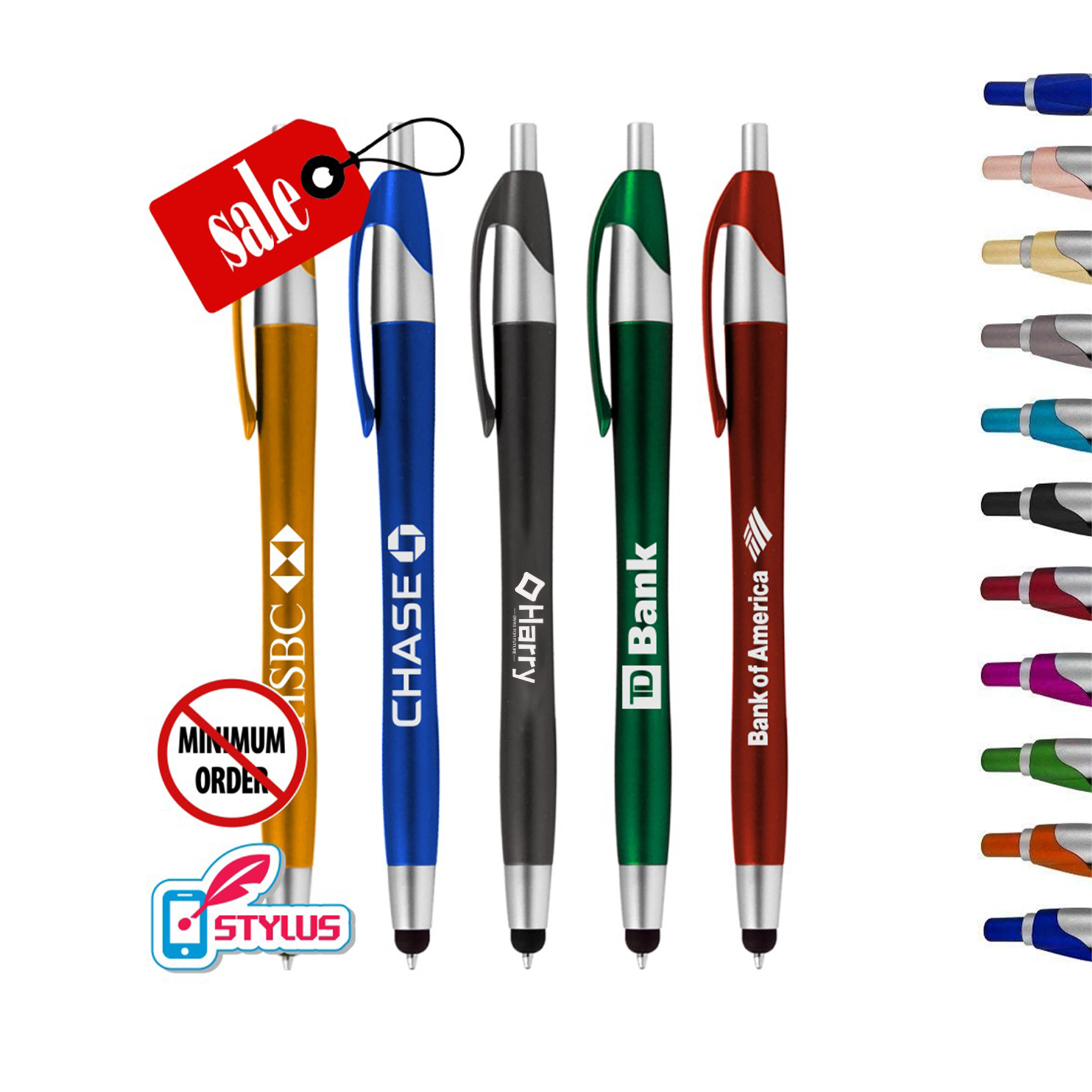 Metallic Colored Stylus Click Pen