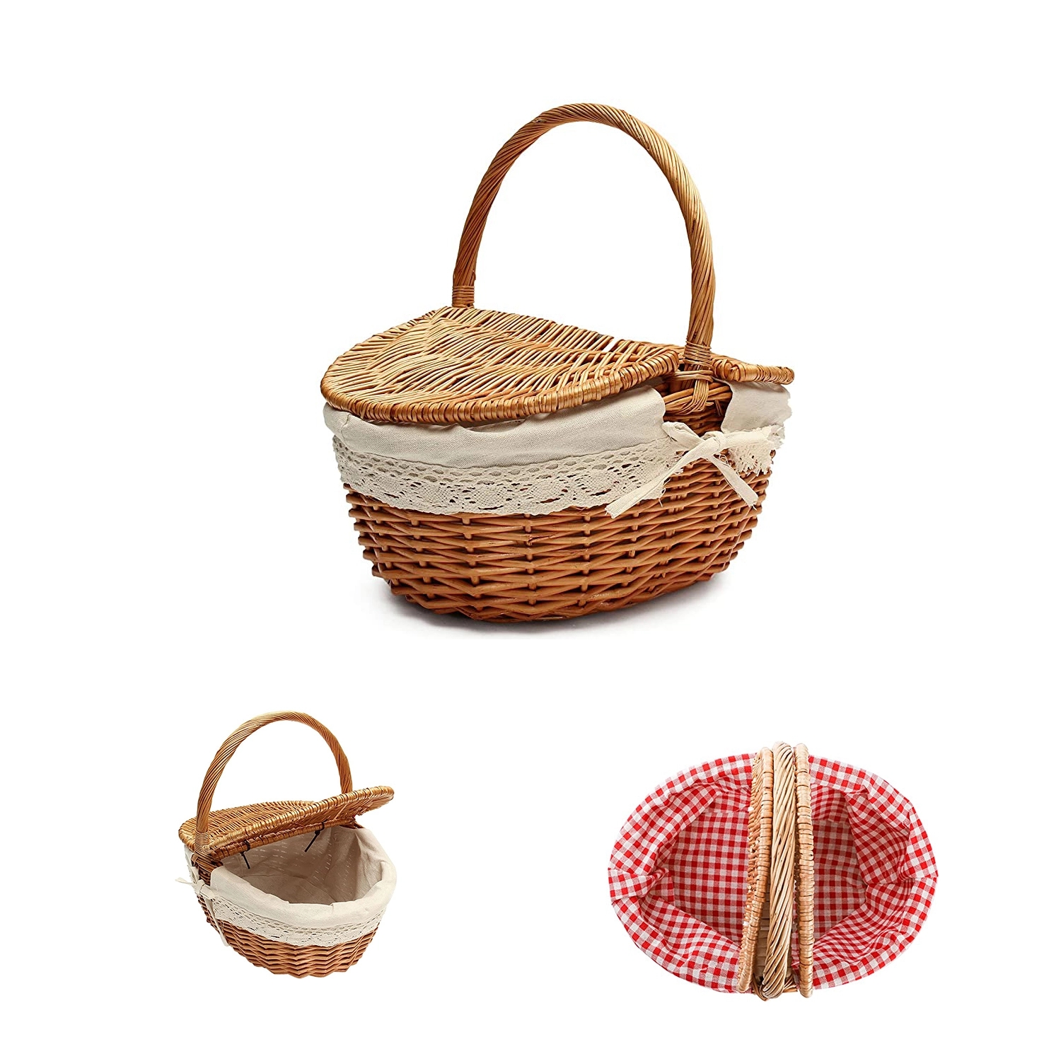 Natural Willow Woven Picnic Basket