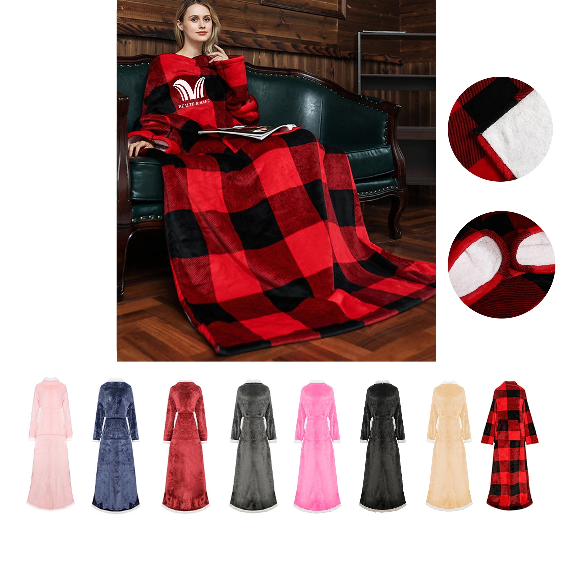 Oversized Microfiber & Sherpa Wearable Blanket