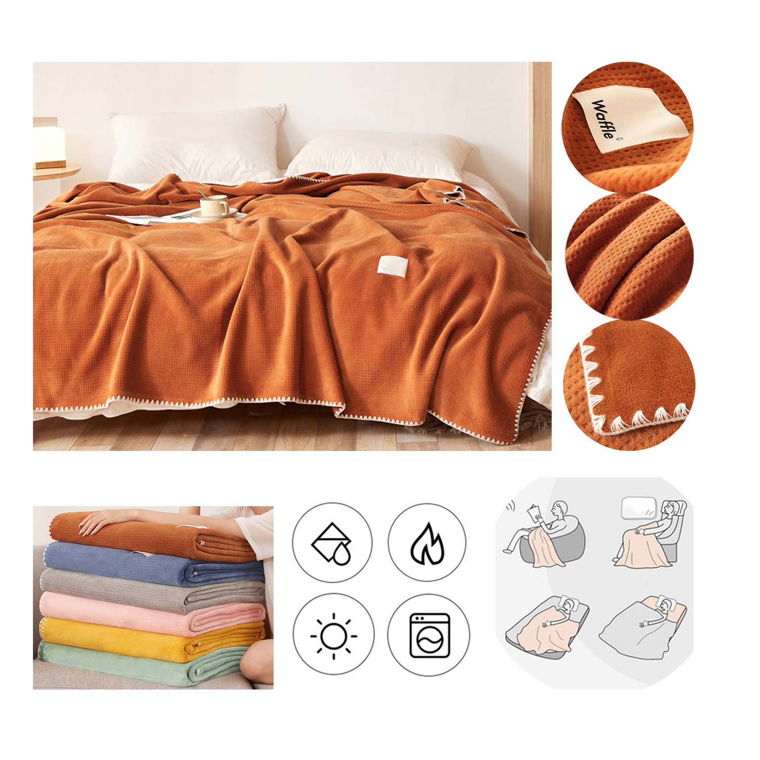 Waffle Multifunctional Leisure Blanket
