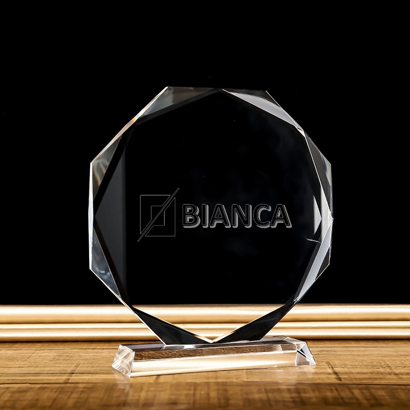 Octagonal crystal trophy