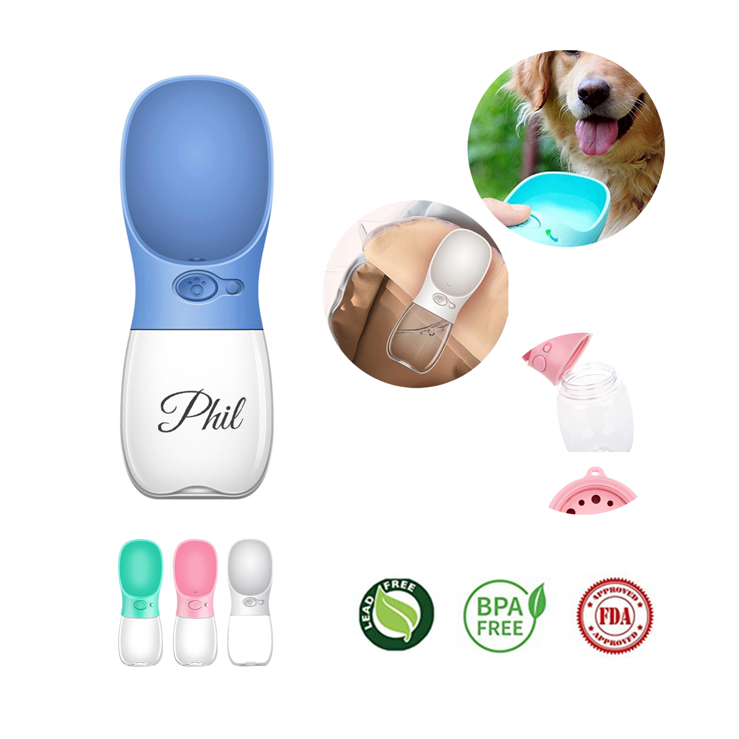 12oz Leak Proof Dog Water Bottle