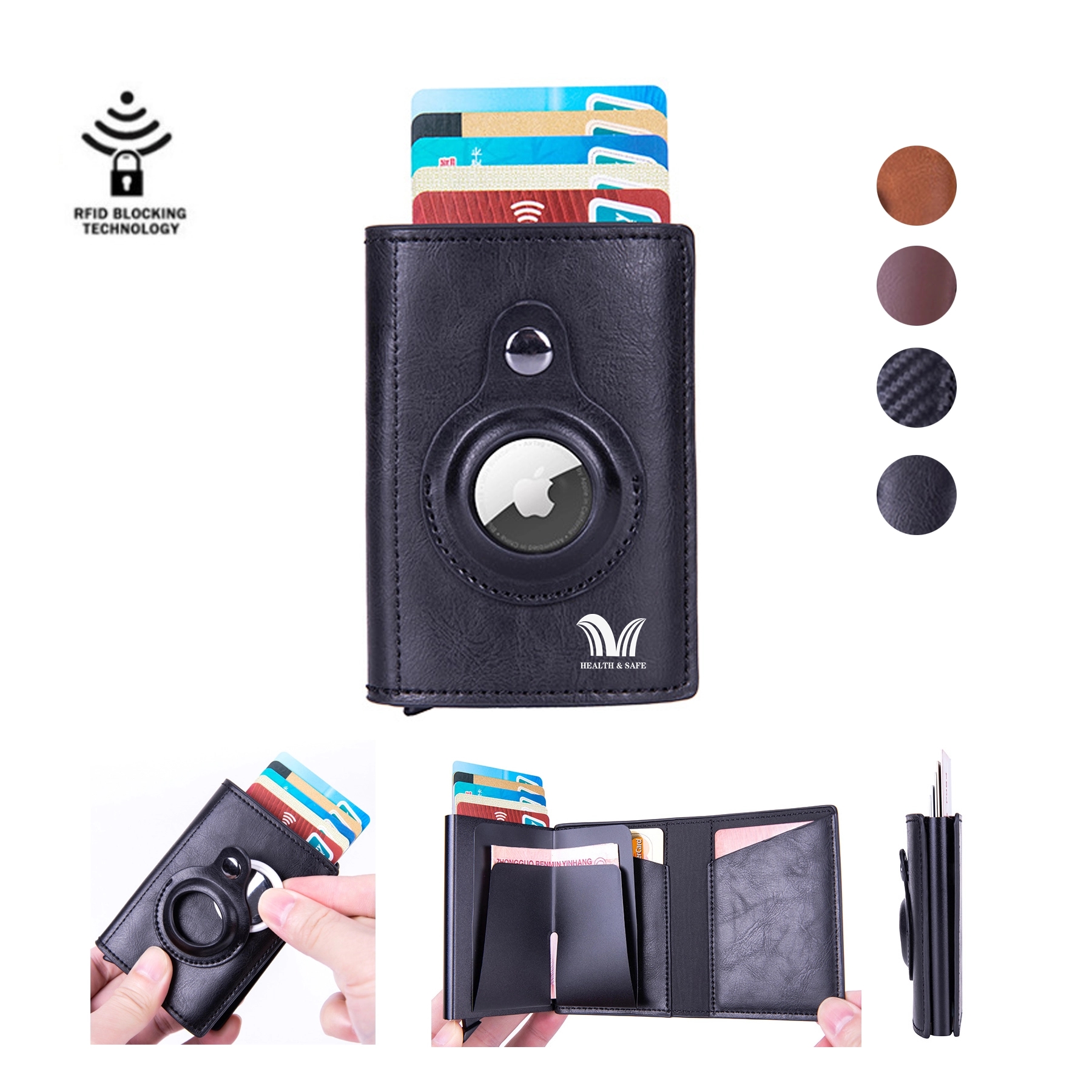 AirTag Slim Wallet With Money Clip RFID Credit Card Holder