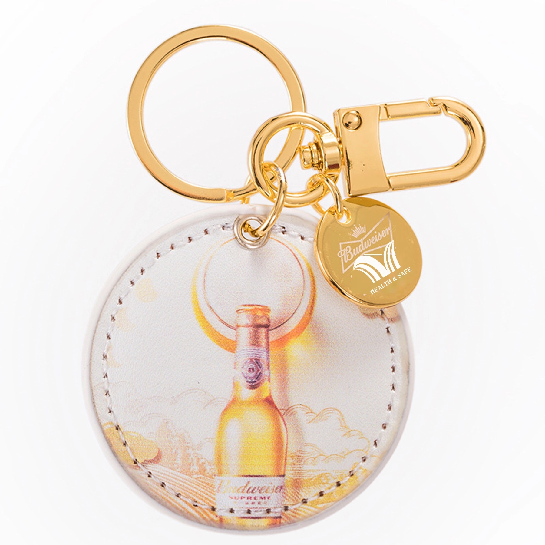 Custom Round PU Leather Keychain