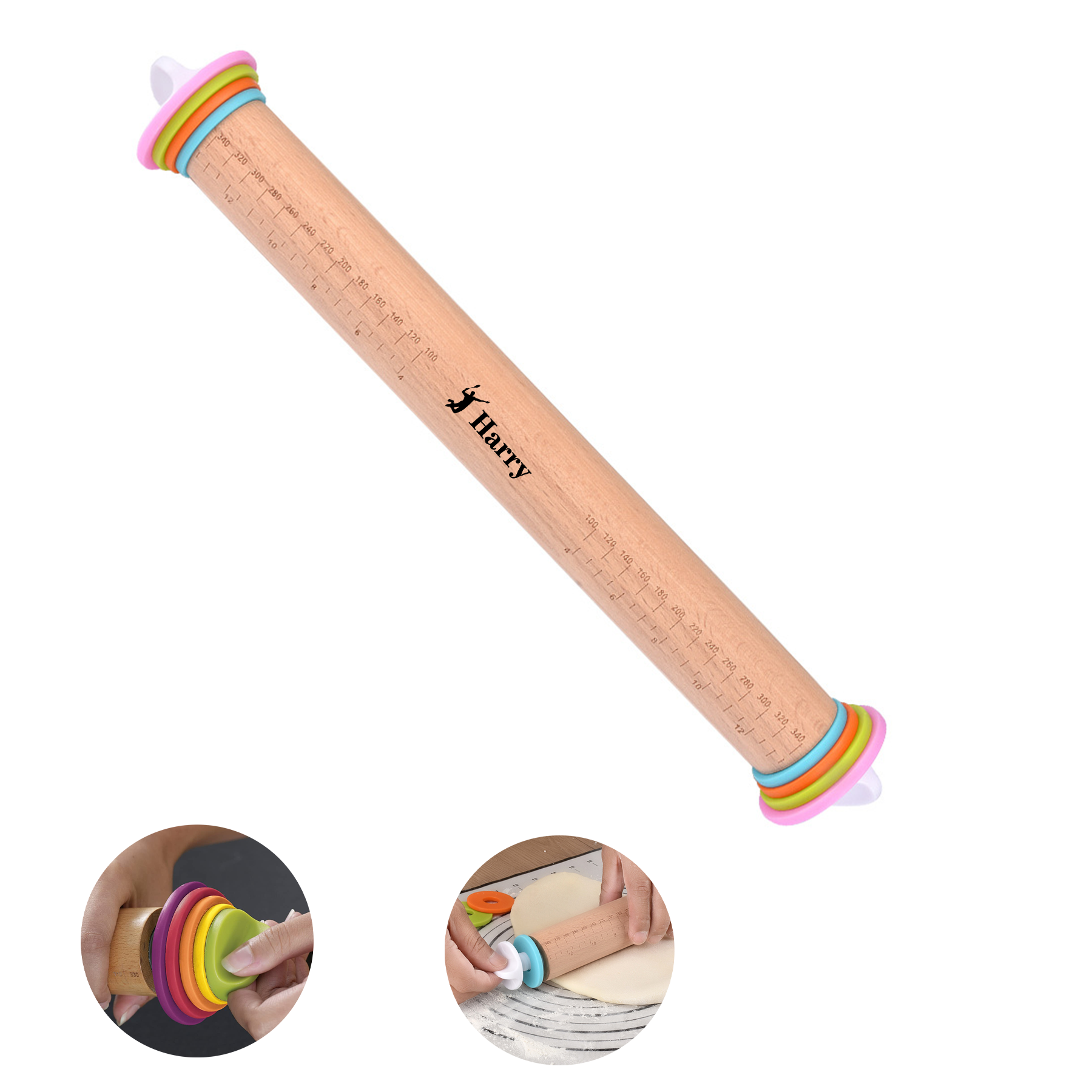 Adjustable Rolling Pin with Removable Rings